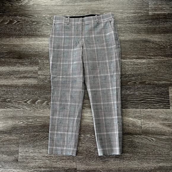 Theory Treeca 2 Deco Portland Plaid Cropped Pants 6 Wool Blend Tailored Trousers - Picture 4 of 14